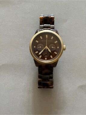 Michael Kors Tortoise Brown and Gold Wrist Watch for Women (needs battery)